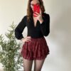 Jupe short à sequin bordeaux - Nona collection