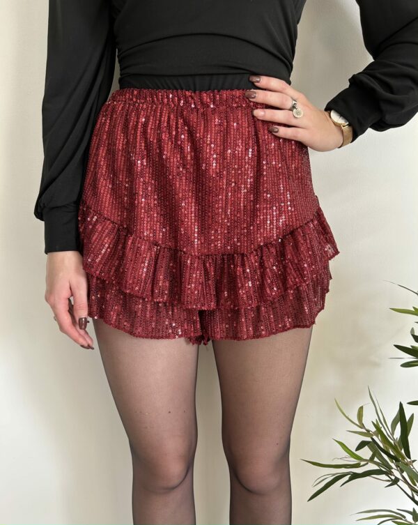 Jupe short à sequin bordeaux - Nona collection