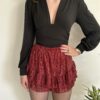 Jupe short à sequin bordeaux - Nona collection