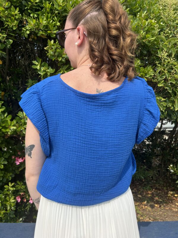 Top gaze de coton MARIN-Bleu Roi – Image 2