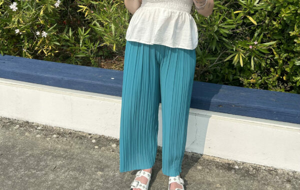 Pantalon plissé ARYA-Bleu Canard