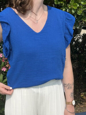Top gaze de coton MARIN-Bleu Roi
