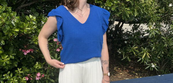 Top gaze de coton MARIN-Bleu Roi